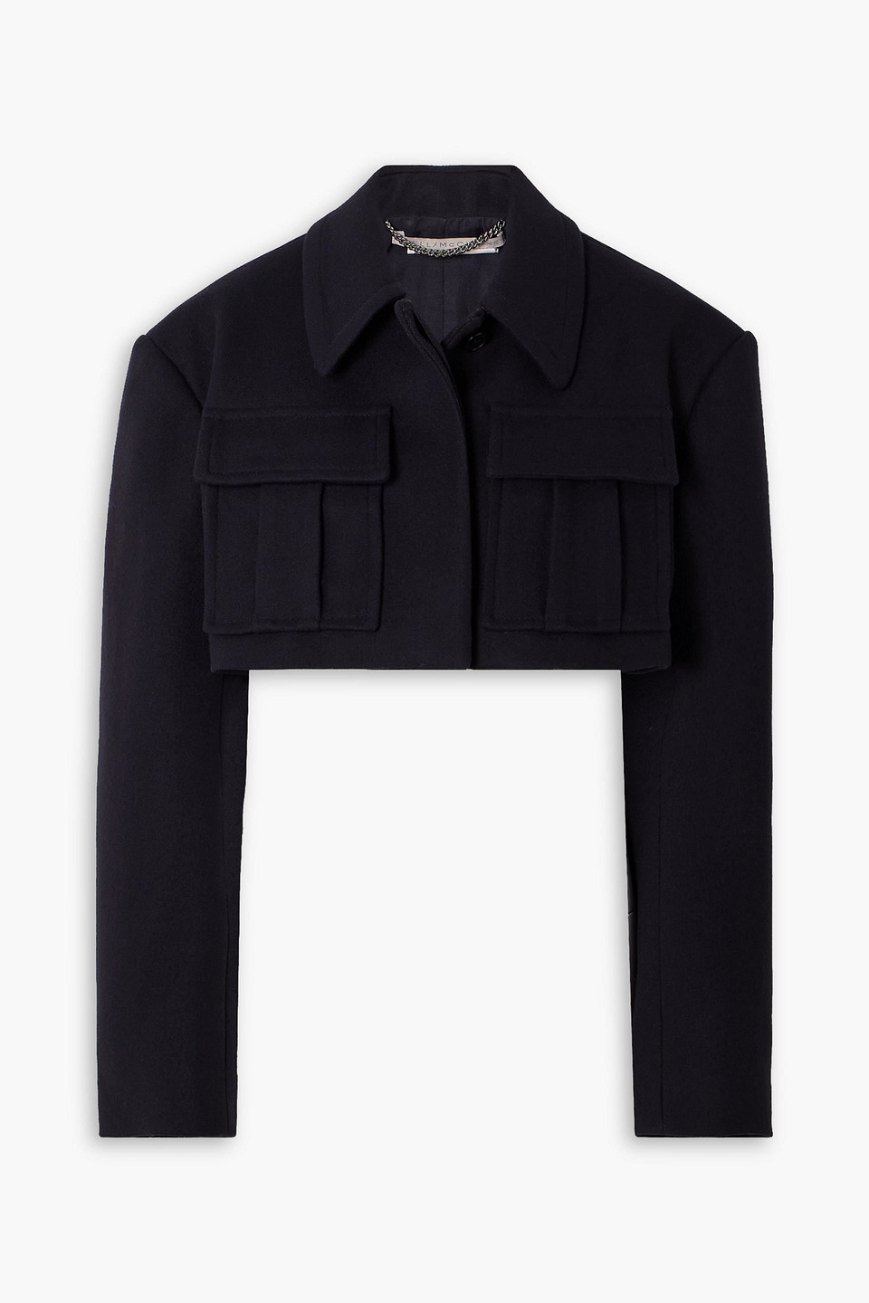 Stella Mccartney Cropped Wool Jacket With Button Closure In Black