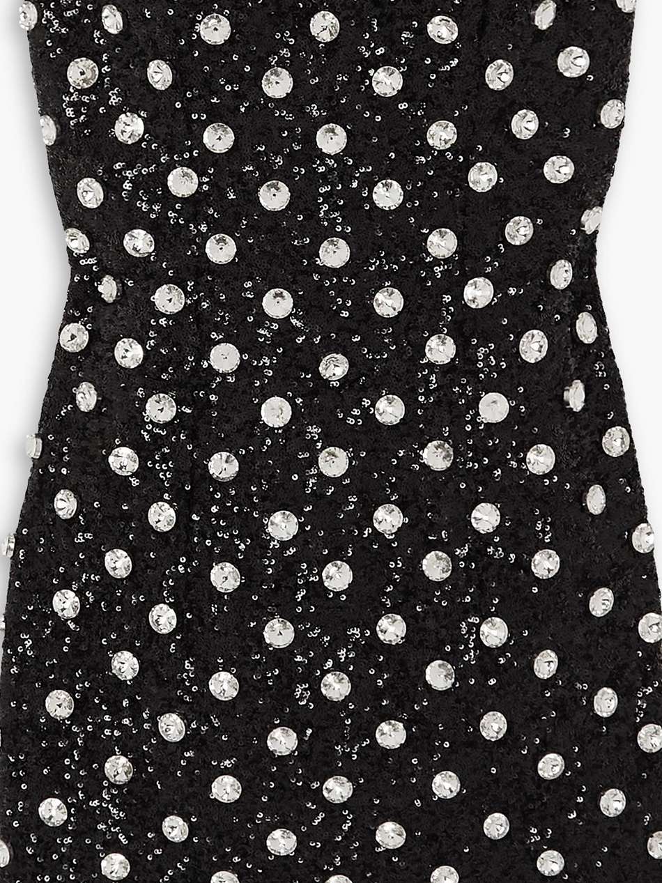 strapless embellished sequined chiffon mini dress