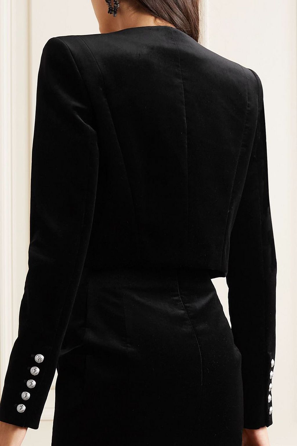 BALMAIN Verkürzer Blazer aus Baumwollsamt