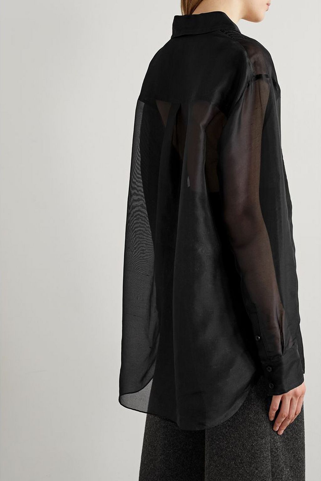 KHAITE Nori pintucked silk-organza shirt