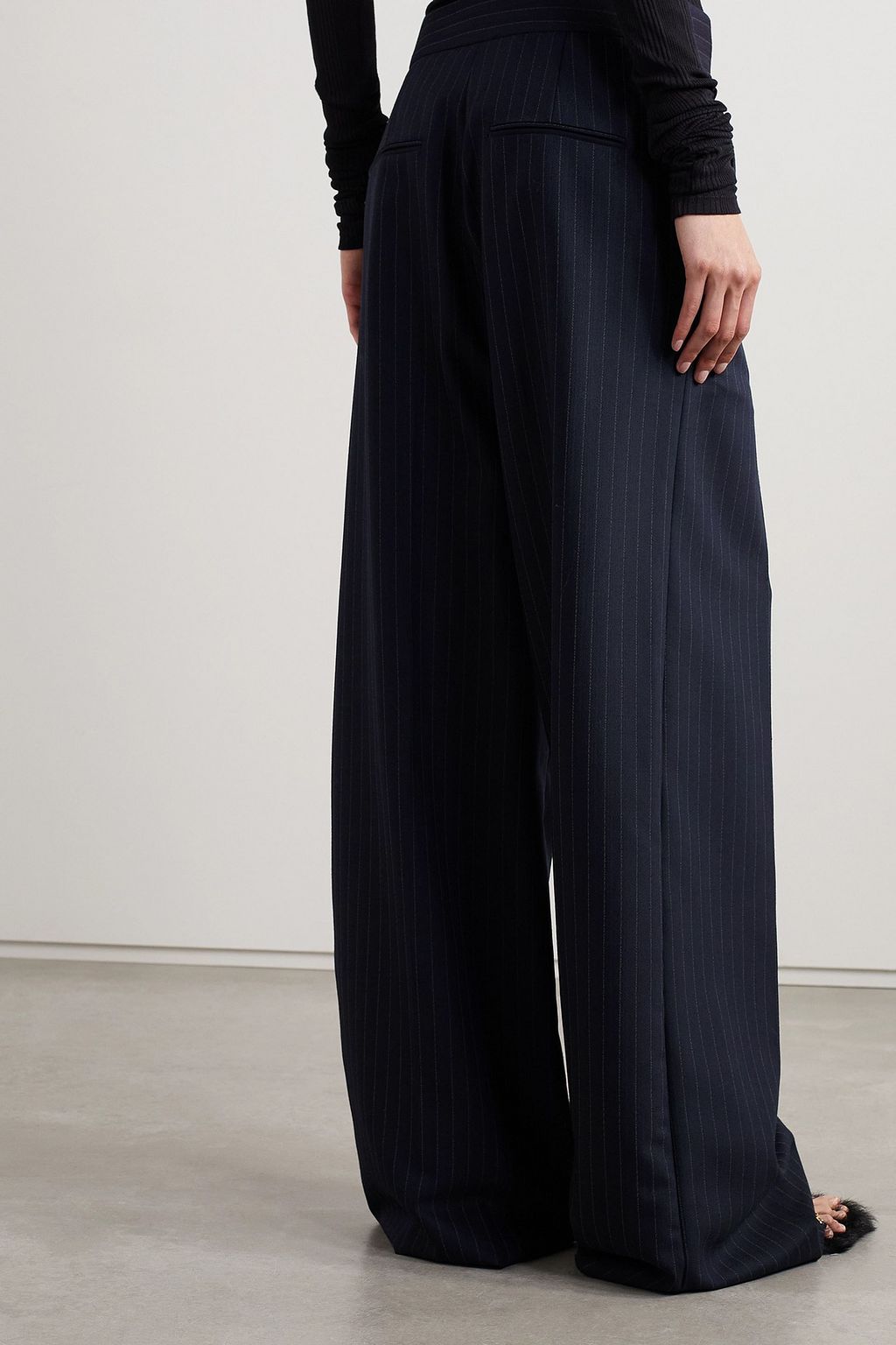 KHAITE Banton pinstriped wool-blend wide-leg pants