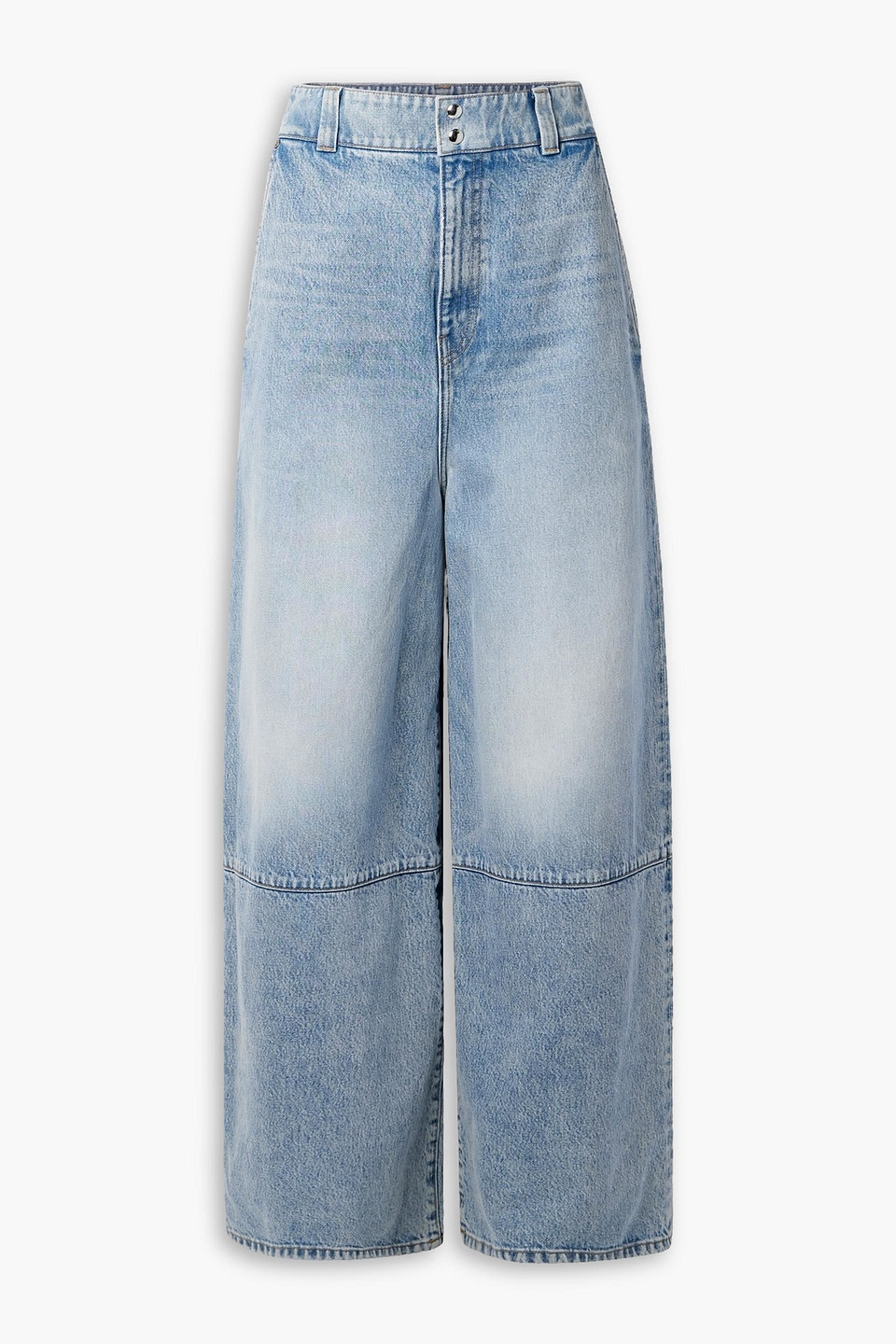 Khaite Isla Paneled High-rise Wide-leg Jeans In Mid Denim