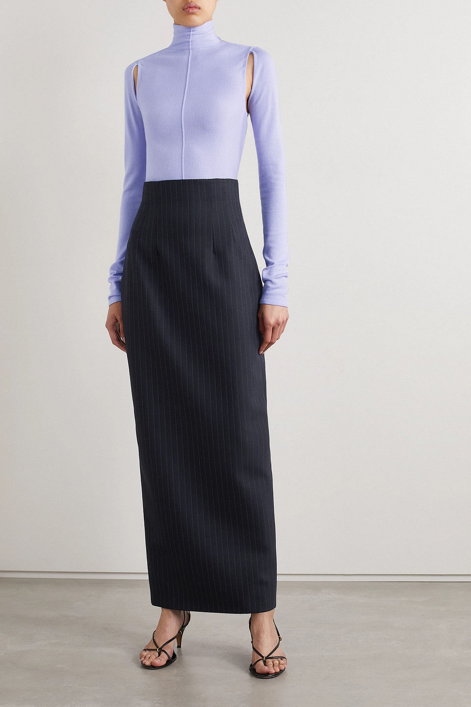 KHAITE MARLOWE CUTOUT WOOL TURTLENECK TOP