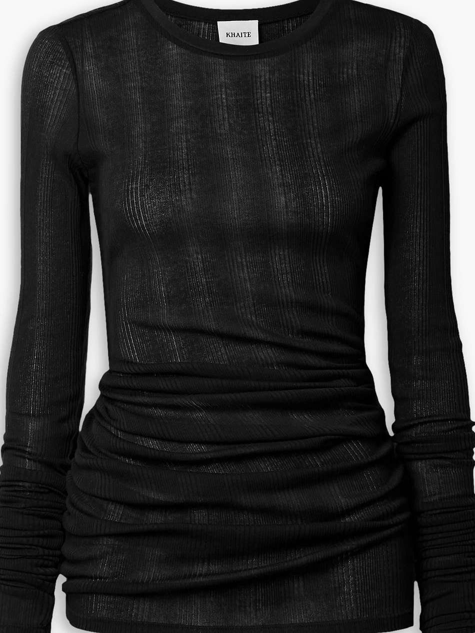 lenora gathered ribbed cotton-blend top