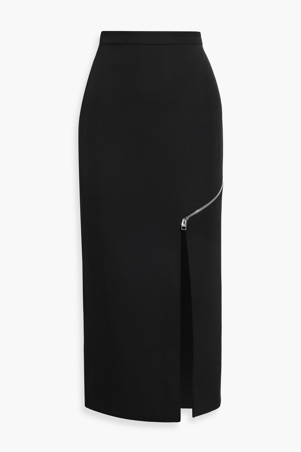 Alexander Mcqueen Zip-detailed Grain De Poudre Wool Midi Skirt In Black