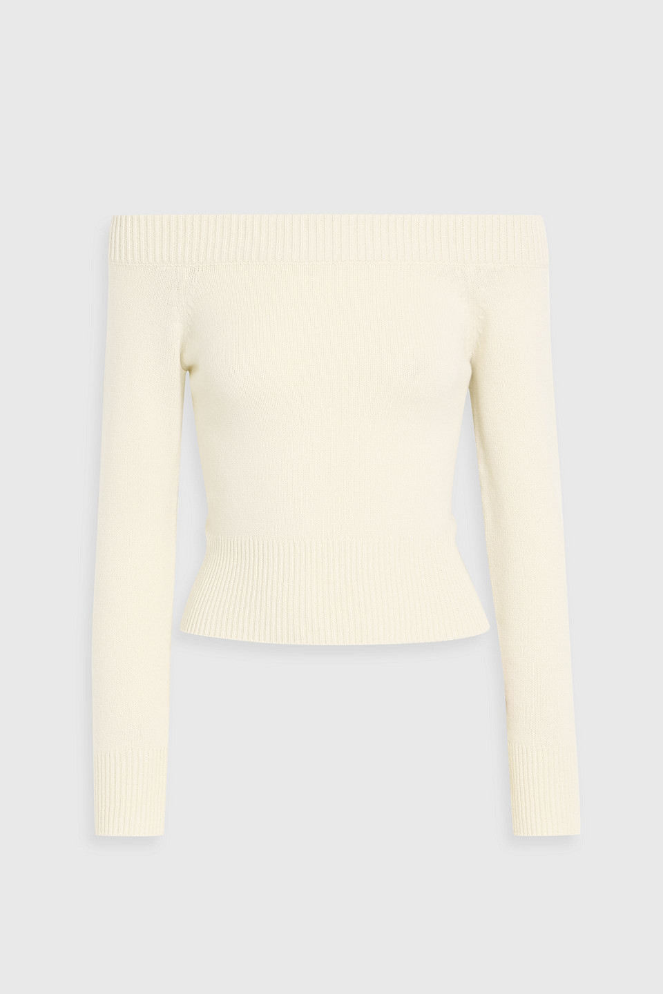 mcqueen - off-the-shoulder wool and cashmere-blend sweater - white - xs