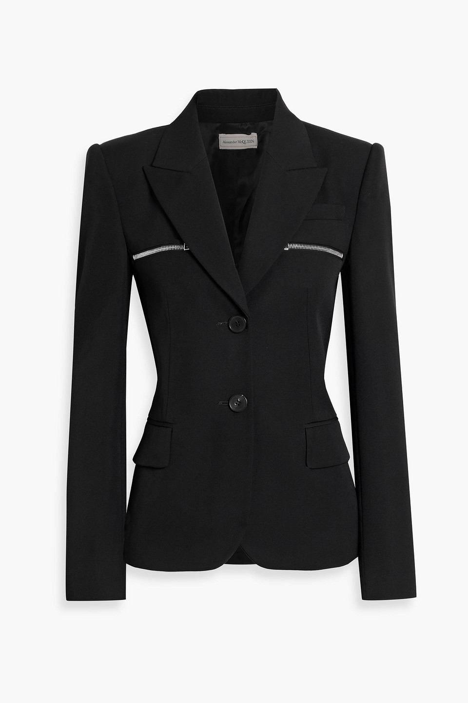 Alexander Mcqueen Zip-detailed Wool Blazer In Black