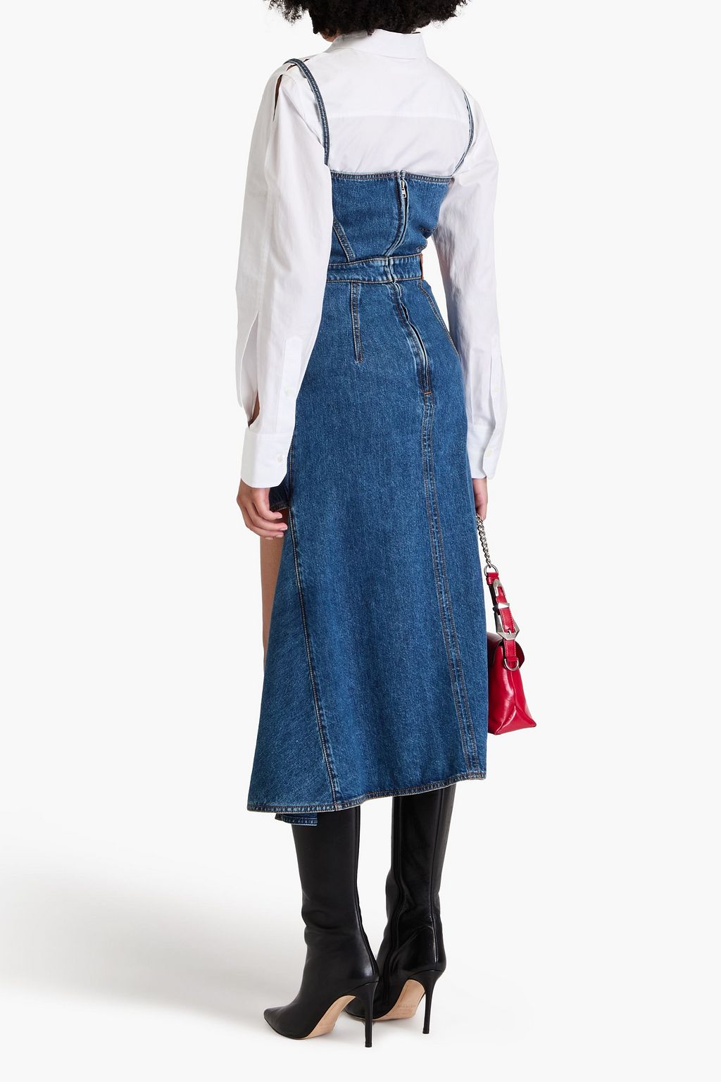 MCQUEEN 데님 미디 드레스
