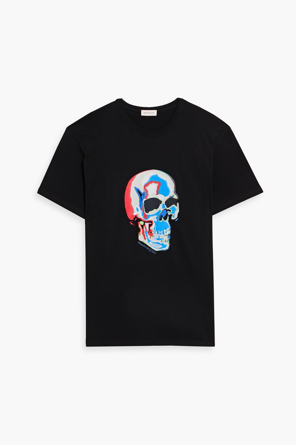 mcqueen - printed cotton-jersey t-shirt - black - xxs