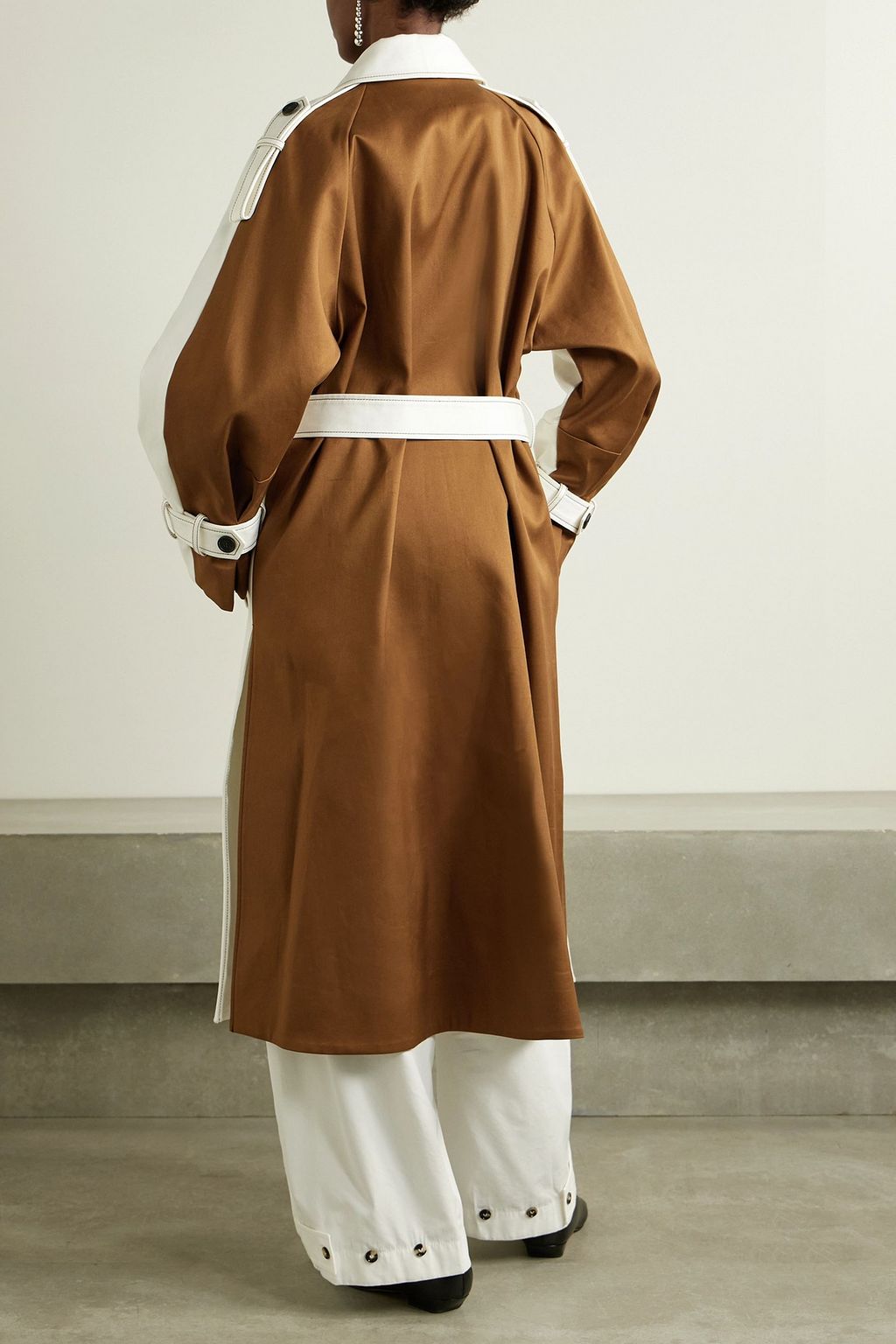 PARTOW Noah belted two-tone cotton-twill trench coat