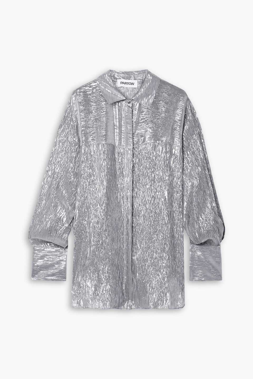 Juliette silk-blend lamé shirt