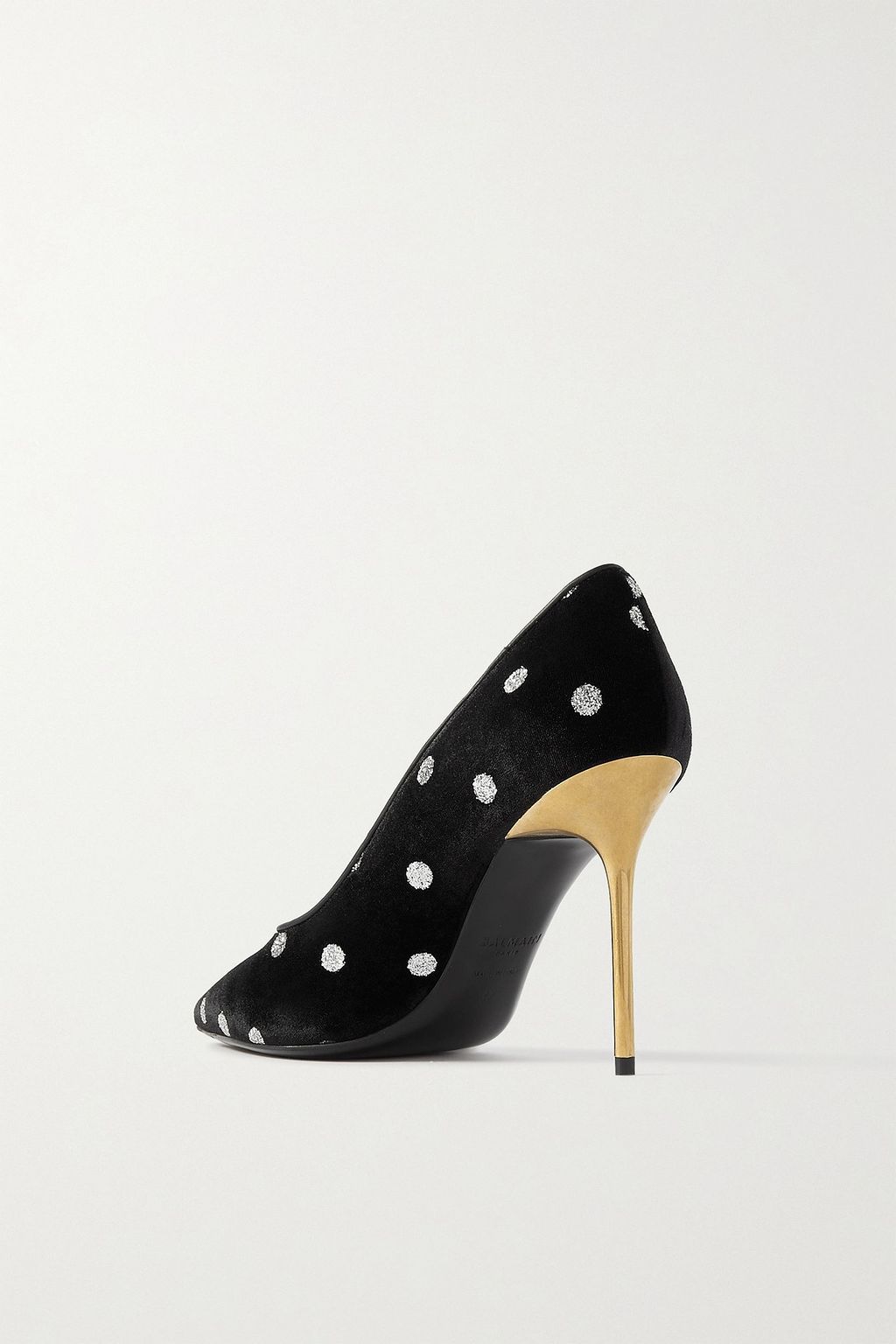 BALMAIN Ruby polka-dot glittered velvet pumps