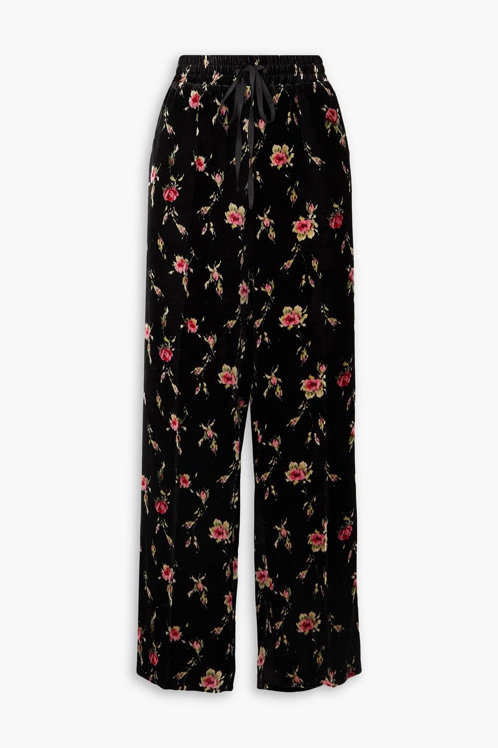 REDVALENTINO Floral-print velvet wide-leg pants | THE OUTNET