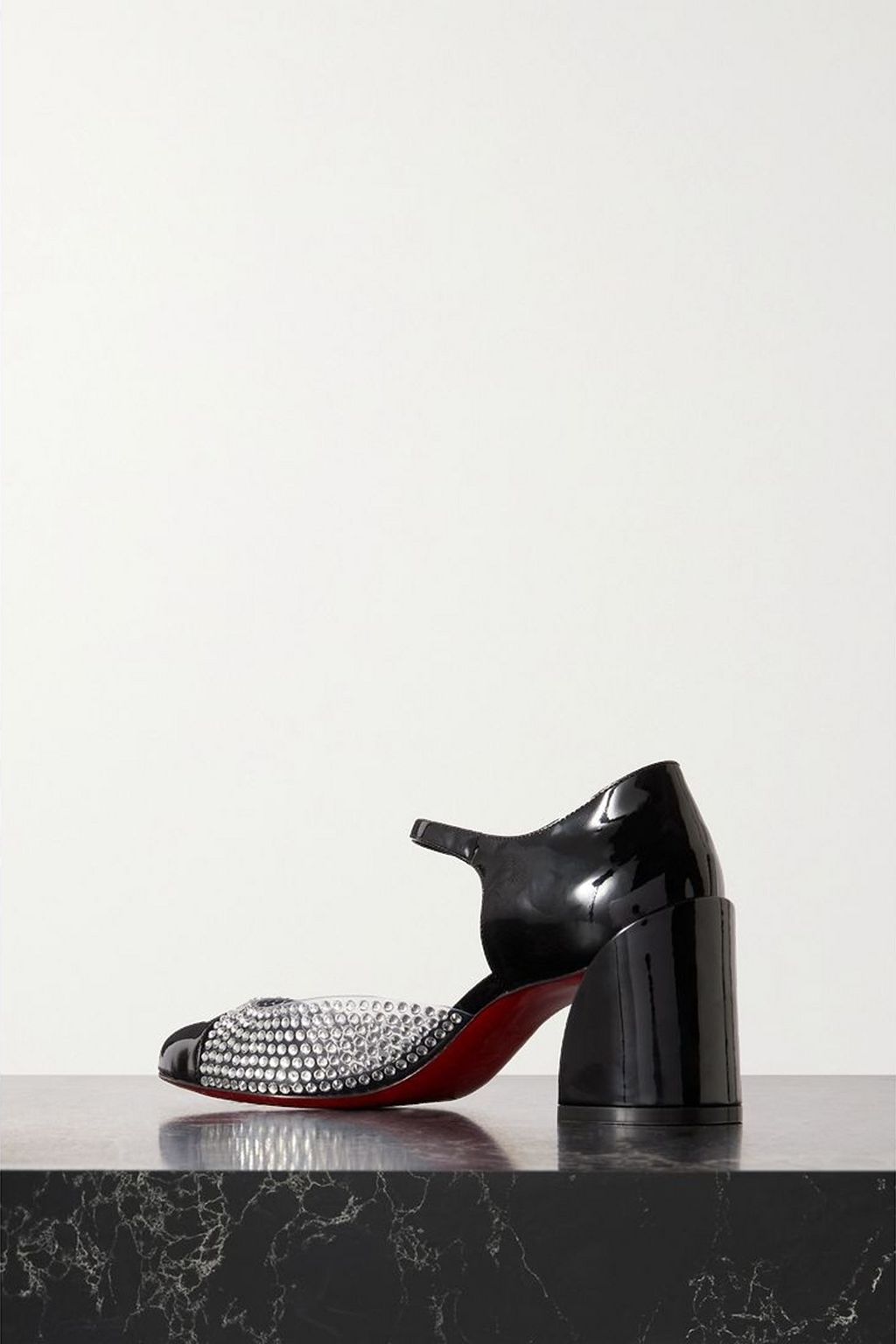 CHRISTIAN LOUBOUTIN Miss MJ Strass 55 PVC and patent-leather Mary Jane pumps