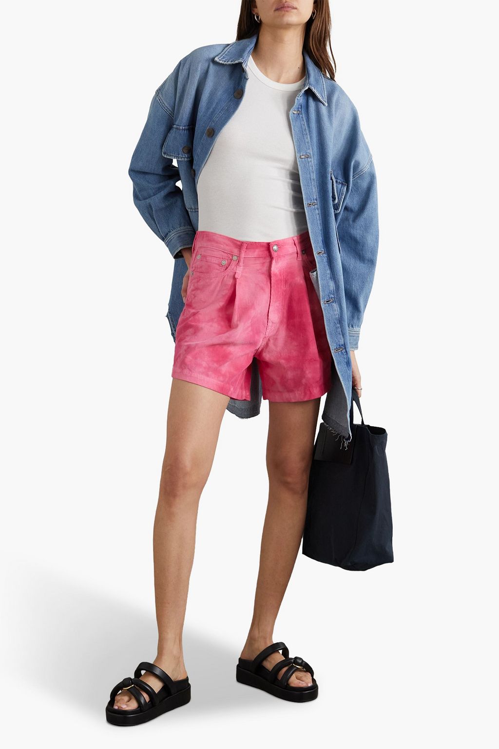 R13 Damon tie-dyed cotton-corduroy shorts