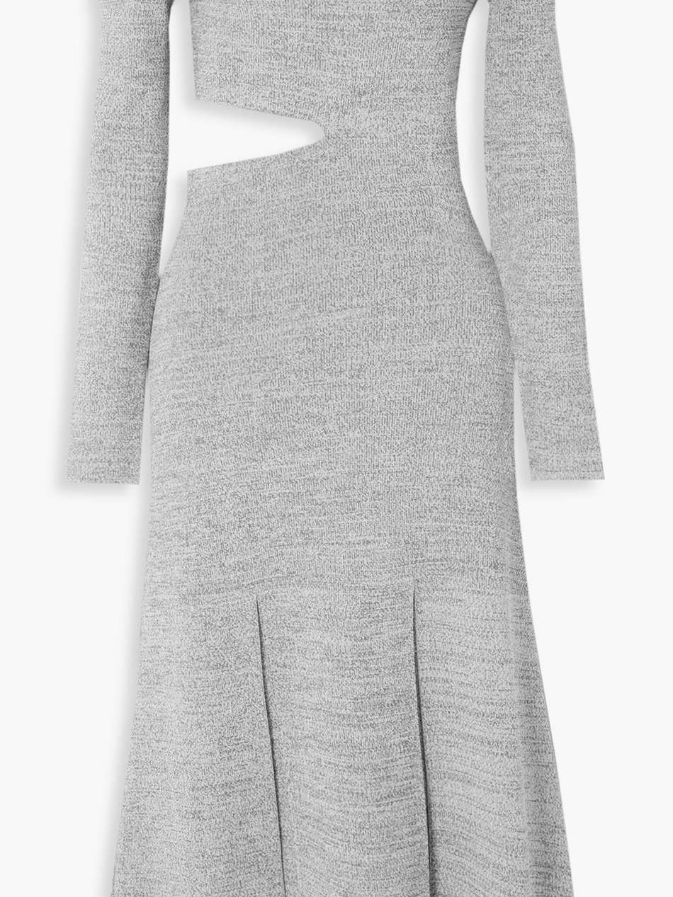 off-the-shoulder cutout stretch-knit midi dress