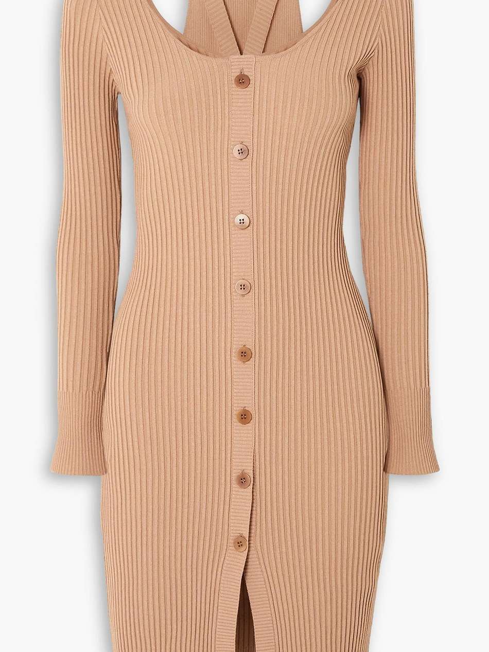 layered ribbed-knit dress