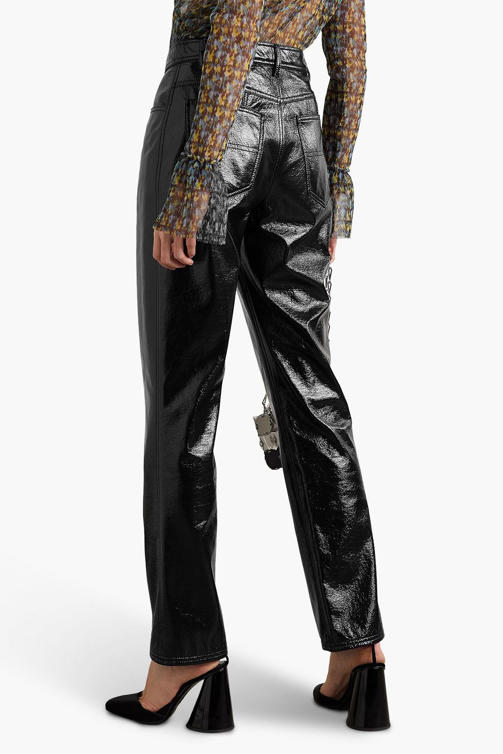 PHILOSOPHY DI LORENZO SERAFINI Crinkled faux patent-leather straight-leg pants