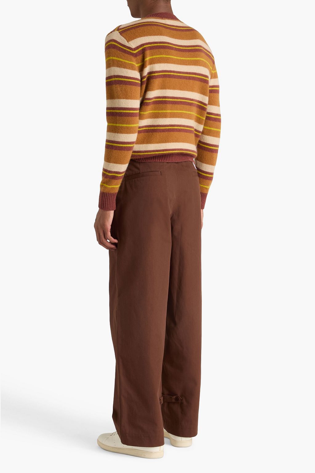 THE ELDER STATESMAN كنزة رياضية "شادو" من الكشمير بتصميم مخطط