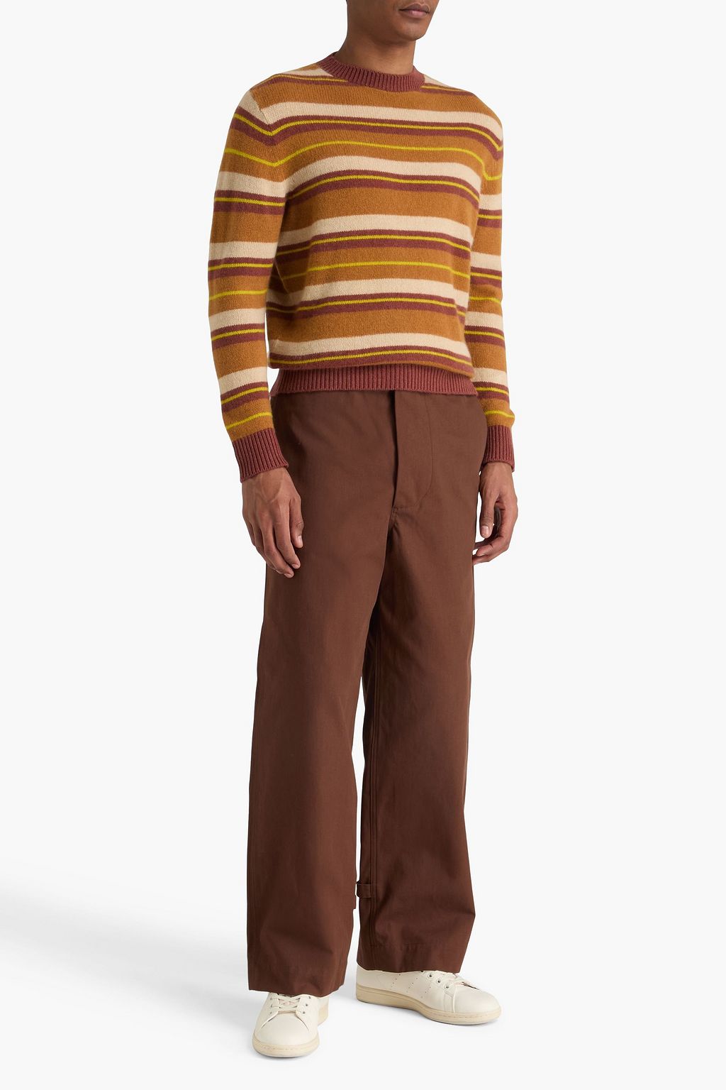 THE ELDER STATESMAN كنزة رياضية "شادو" من الكشمير بتصميم مخطط