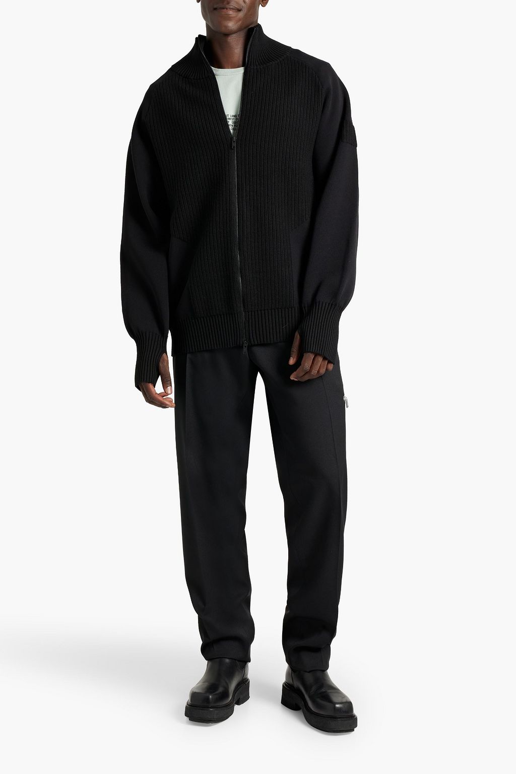 Y-3 Ribbed mohair-blend zip-up cardigan