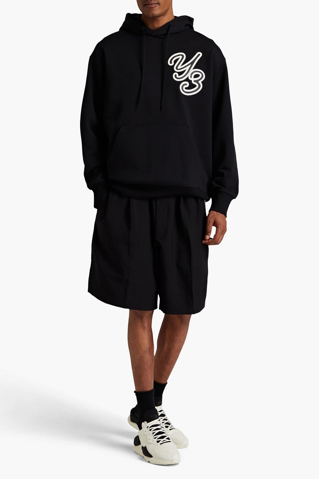 Y-3 Logo-print French cotton-terry hoodie
