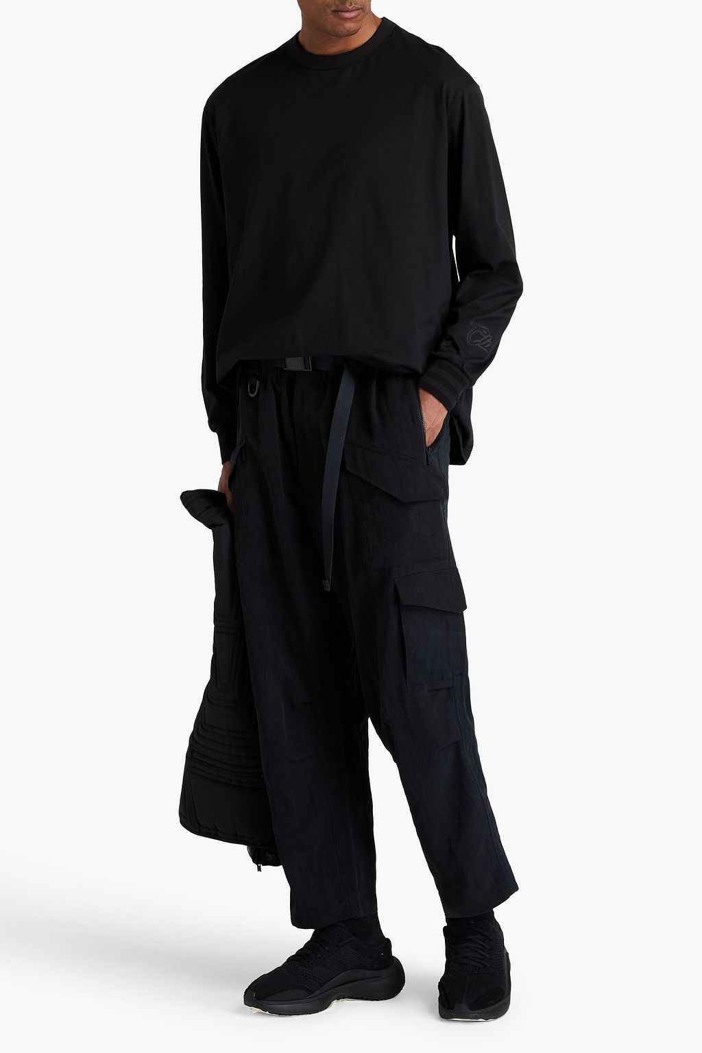 Y-3 라이오셀 혼방 트윌 크롭 카고 팬츠