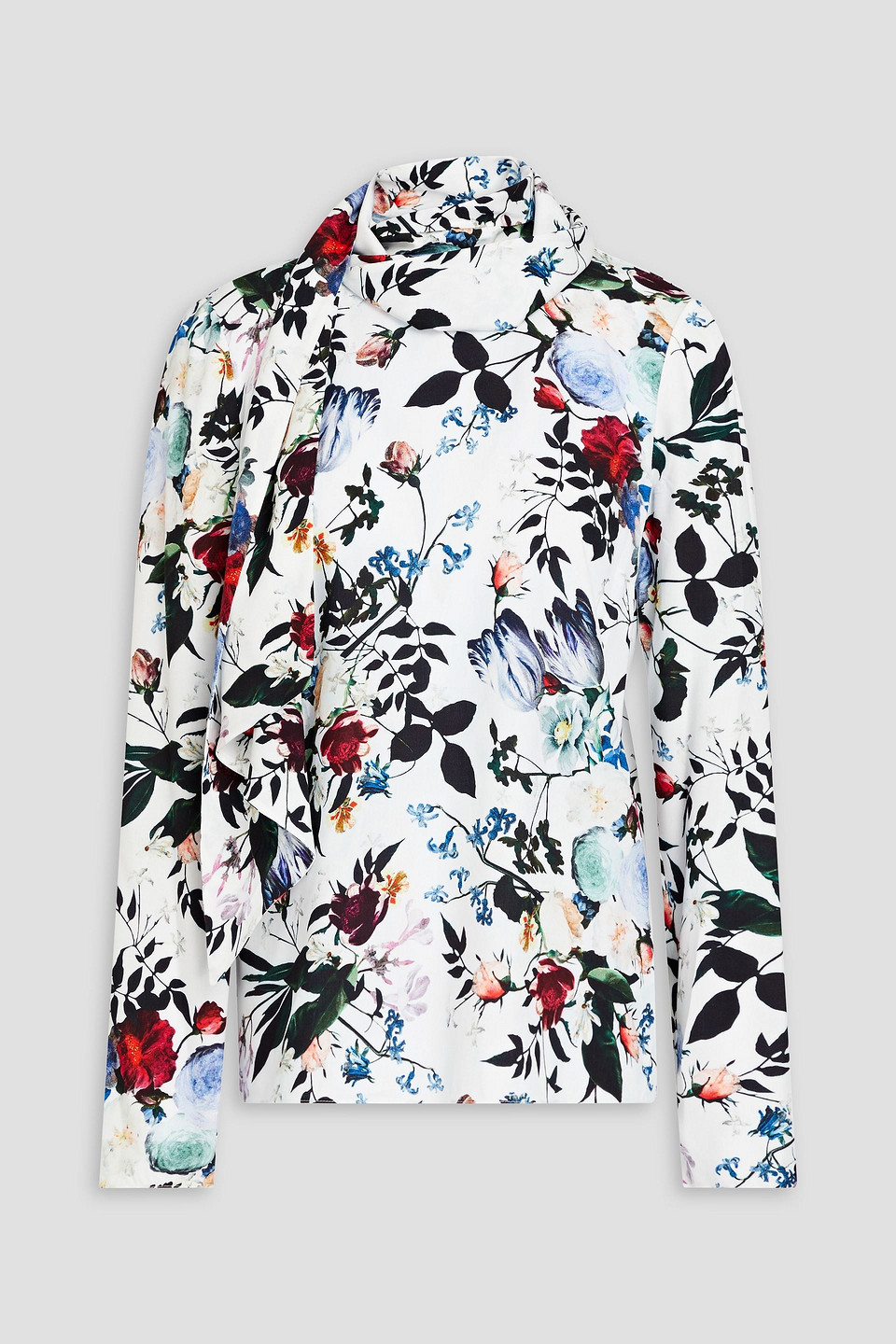 Erdem Floral-print Crepe Blouse In White
