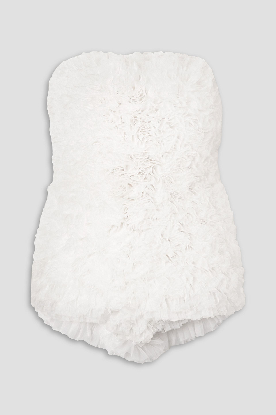 Pucci Strapless Ruffled Tulle Playsuit In White