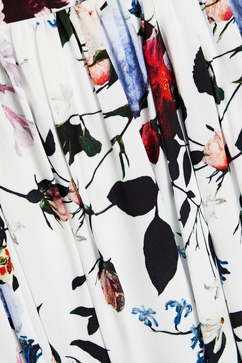 ERDEM Lanie gathered floral-print crepe midi skirt