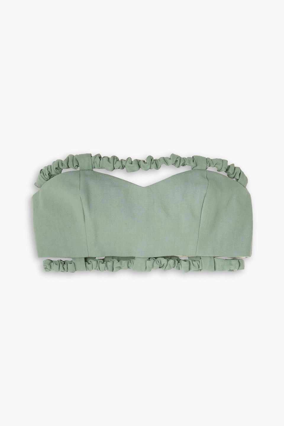 Ganni Suiting Sweetheart-neckline Organic-cotton Top In Sage Green