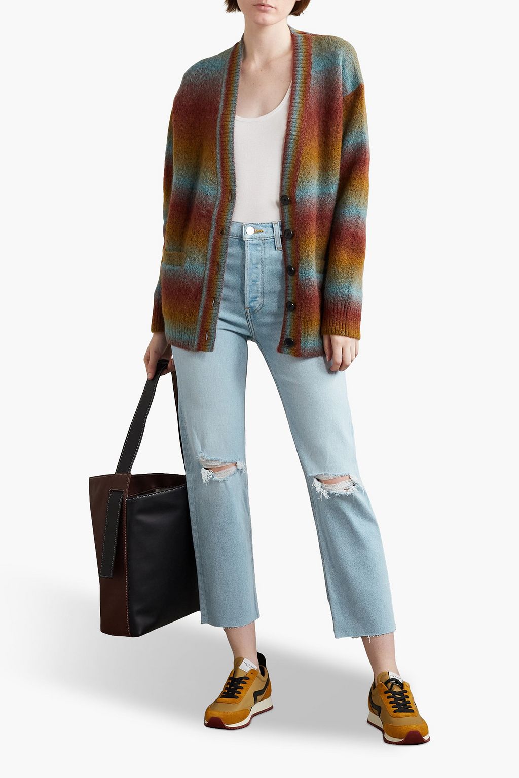 RE/DONE 70s Stove Pipe cropped distressed mid-rise straight-leg jeans