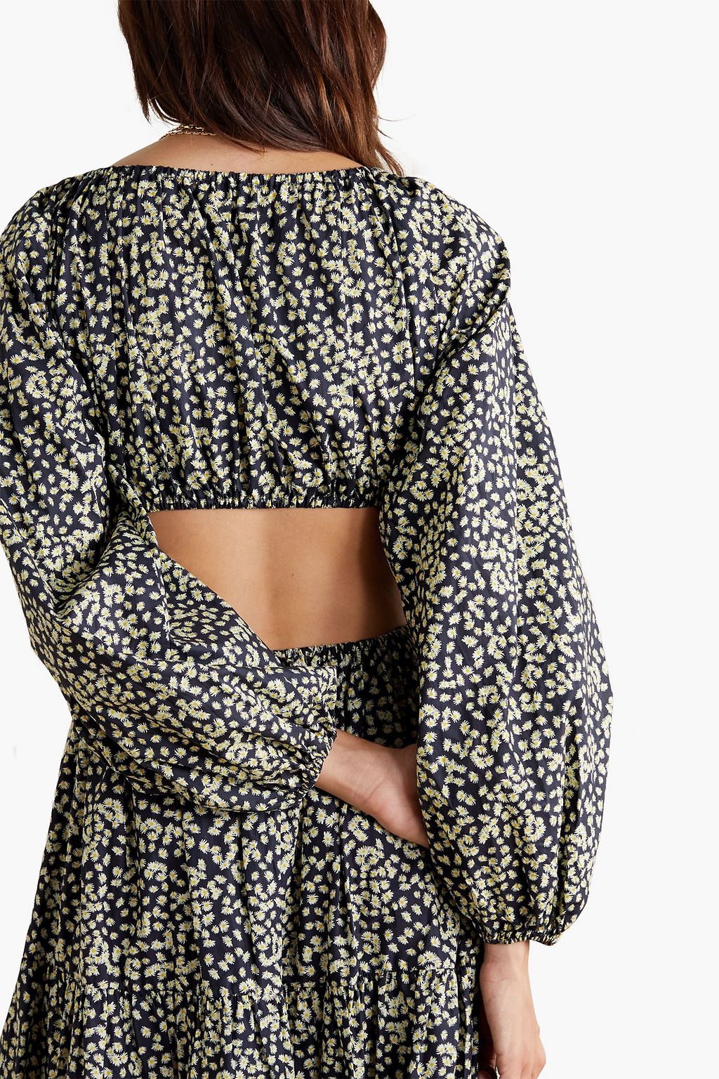 MATTEAU Cropped floral-print cotton-poplin top