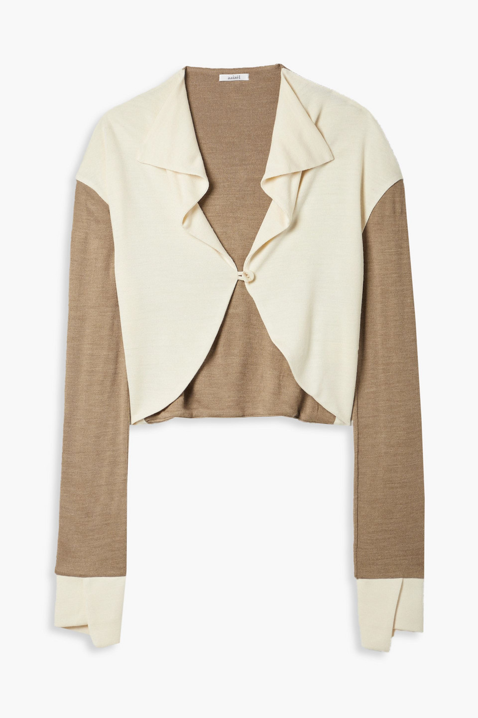aaizél - cropped two-tone knitted cardigan - white - uk/au 6