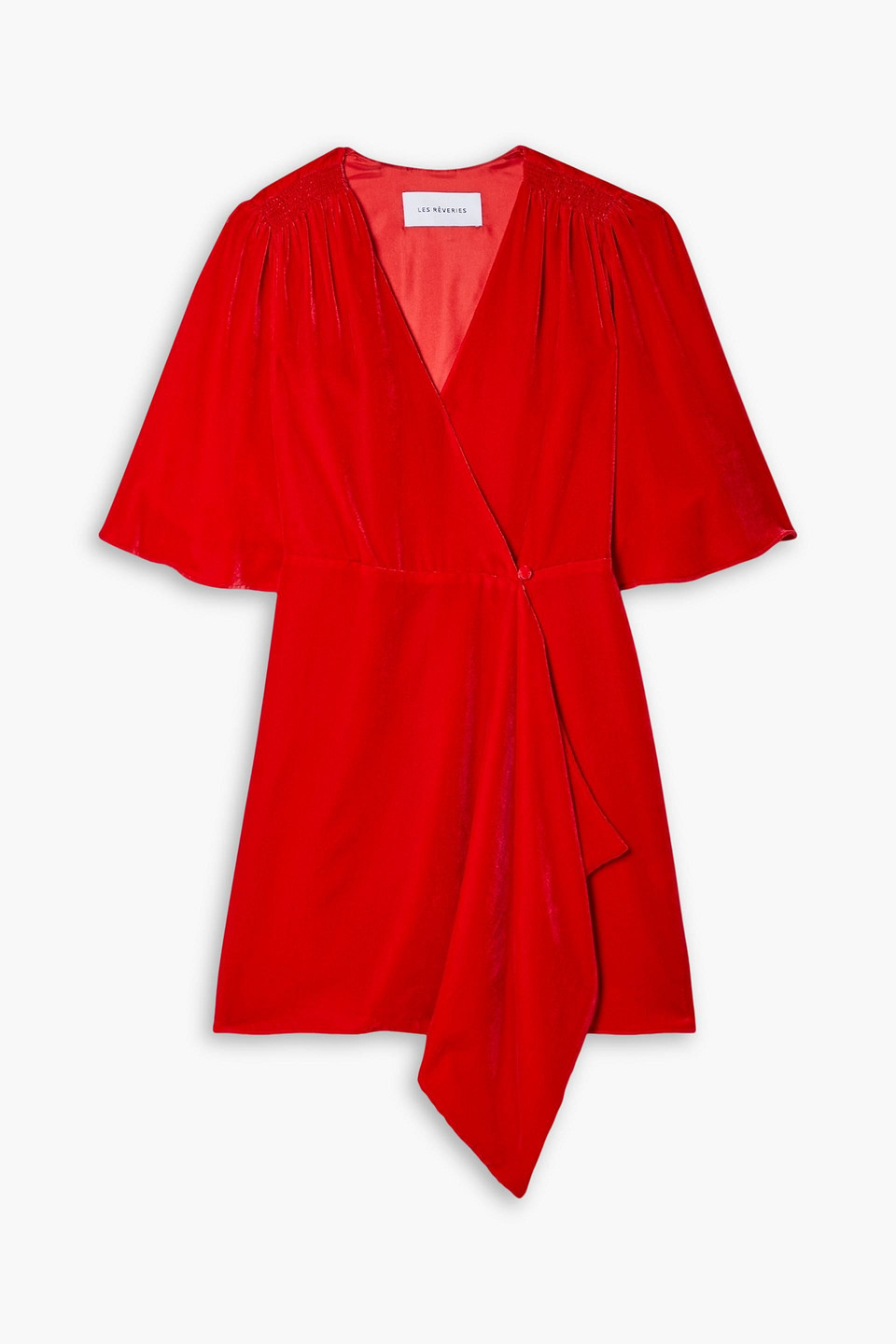 Les Rêveries Draped Velvet Mini Wrap Dress In Red