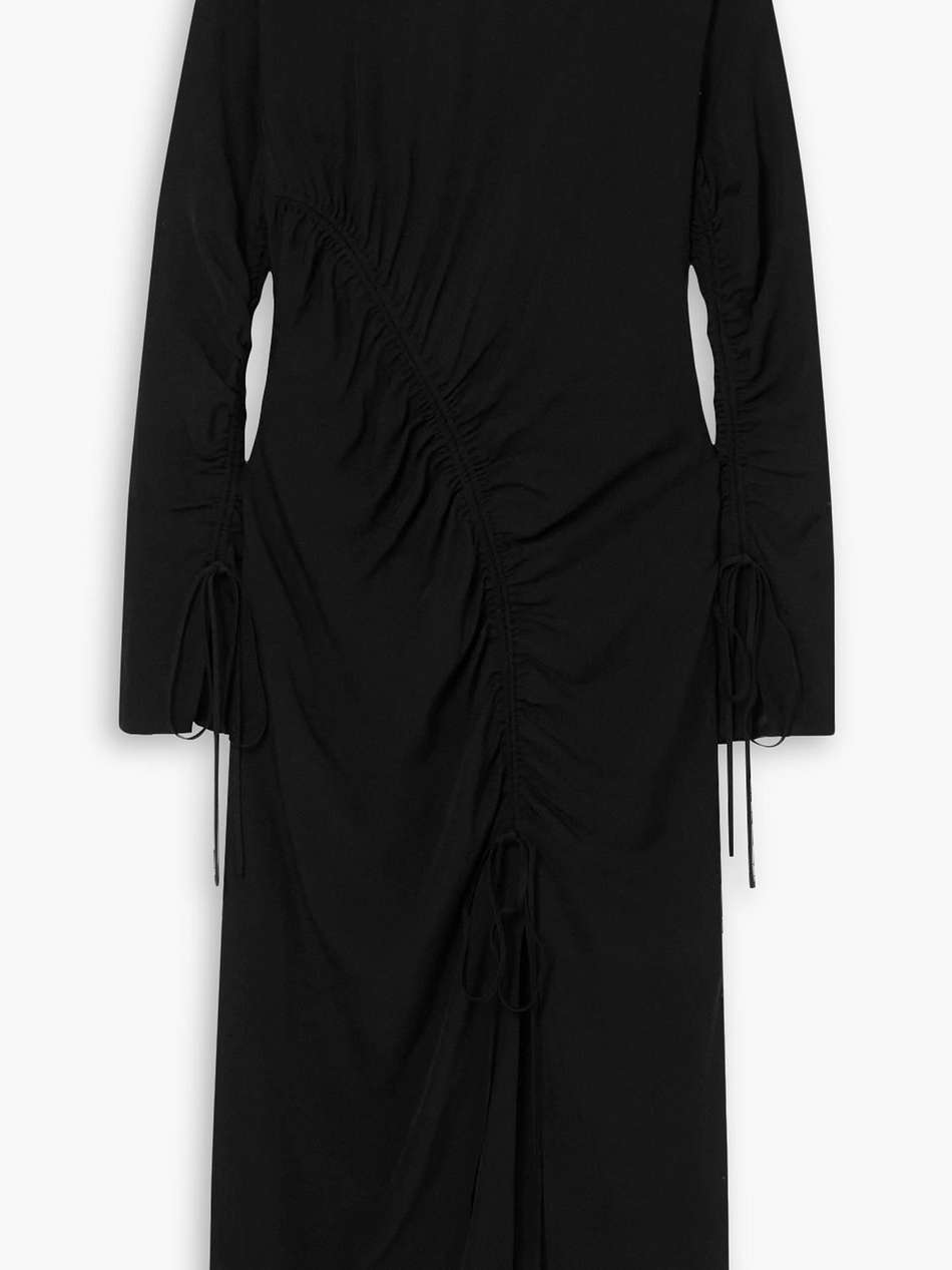opinion ruched crepe midi dress