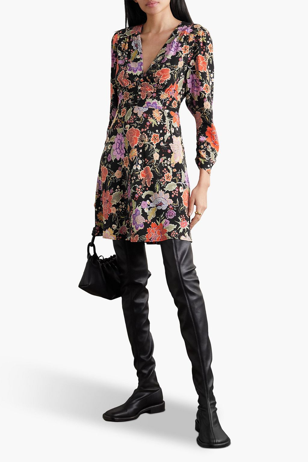 RIXO Jules floral-print crepe de chine mini dress