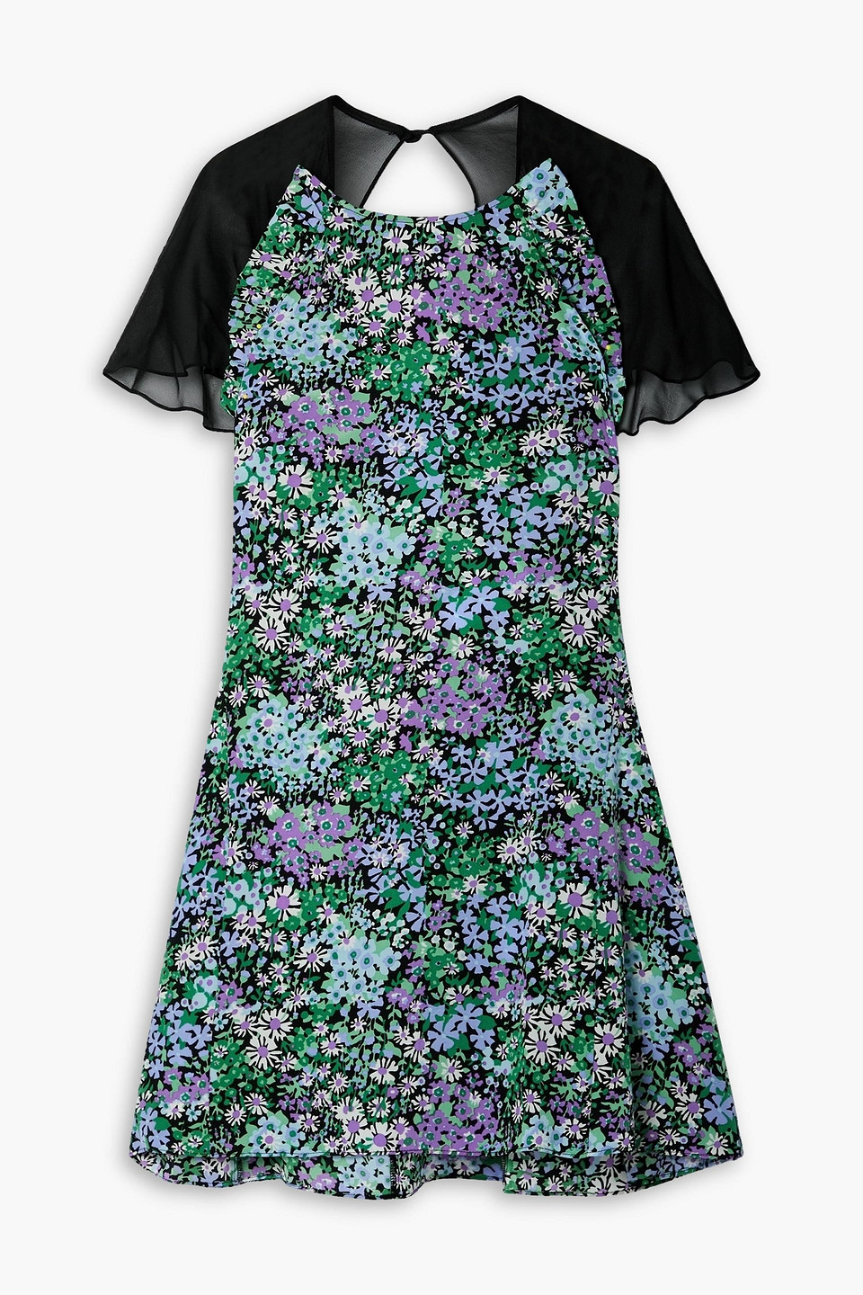 LES RÊVERIES FLORAL-PRINT CHIFFON AND SILK CREPE DE CHINE MINI DRESS,3074457345636319158