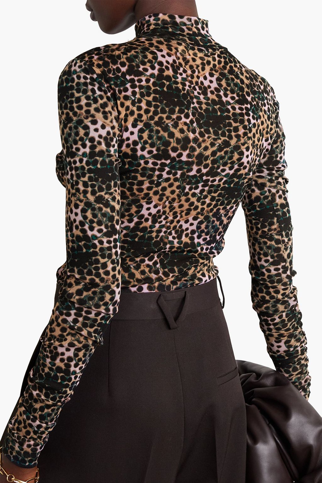 DIANE VON FURSTENBERG Remy bedrucktes Rollkragenoberteil aus Mesh
