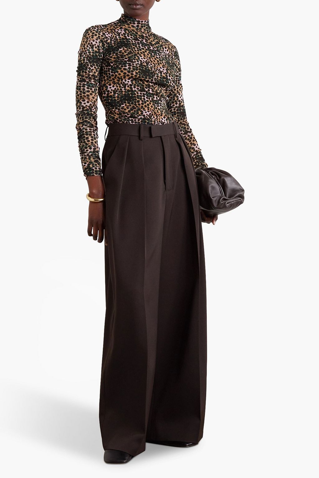 DIANE VON FURSTENBERG Remy bedrucktes Rollkragenoberteil aus Mesh