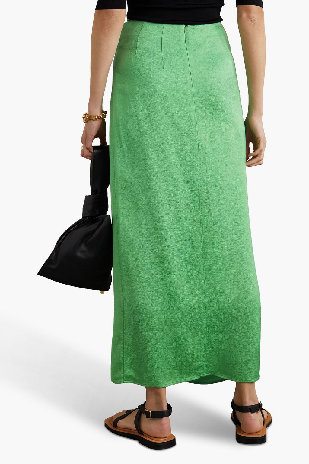 ANNA QUAN Eryn draped hammered-satin midi skirt