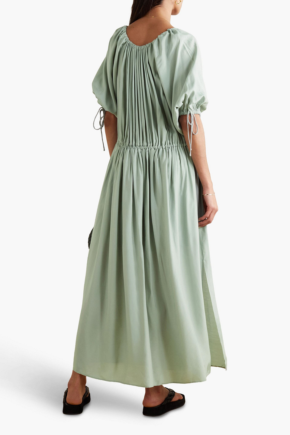  Joslin - Savannah Gerafftes Maxikleid Aus Popeline - Grün - Uk 6 