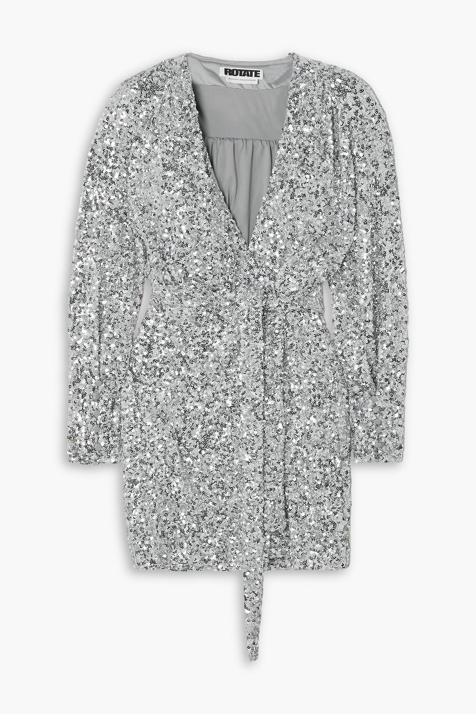 ROTATE BIRGER CHRISTENSEN SAMANTHA SEQUINED STRETCH-JERSEY MINI WRAP DRESS,3074457345636322629