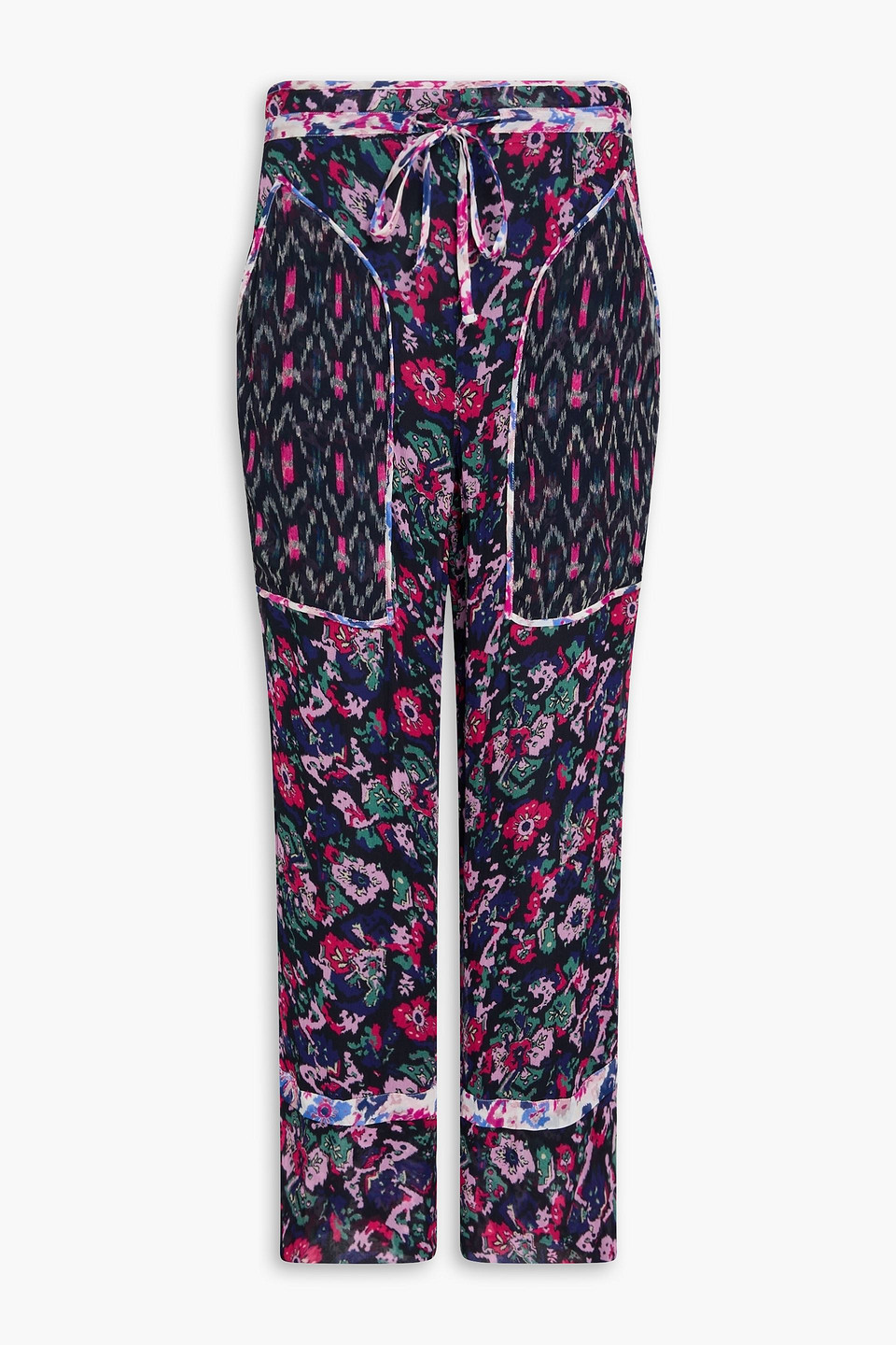 marant étoile - ryama printed georgette straight-leg pants - purple - fr 34