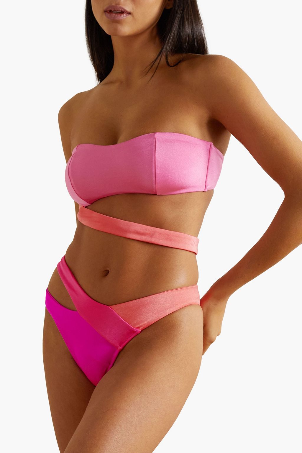 AGENT PROVOCATEUR Teri two-tone cutout bandeau bikini top