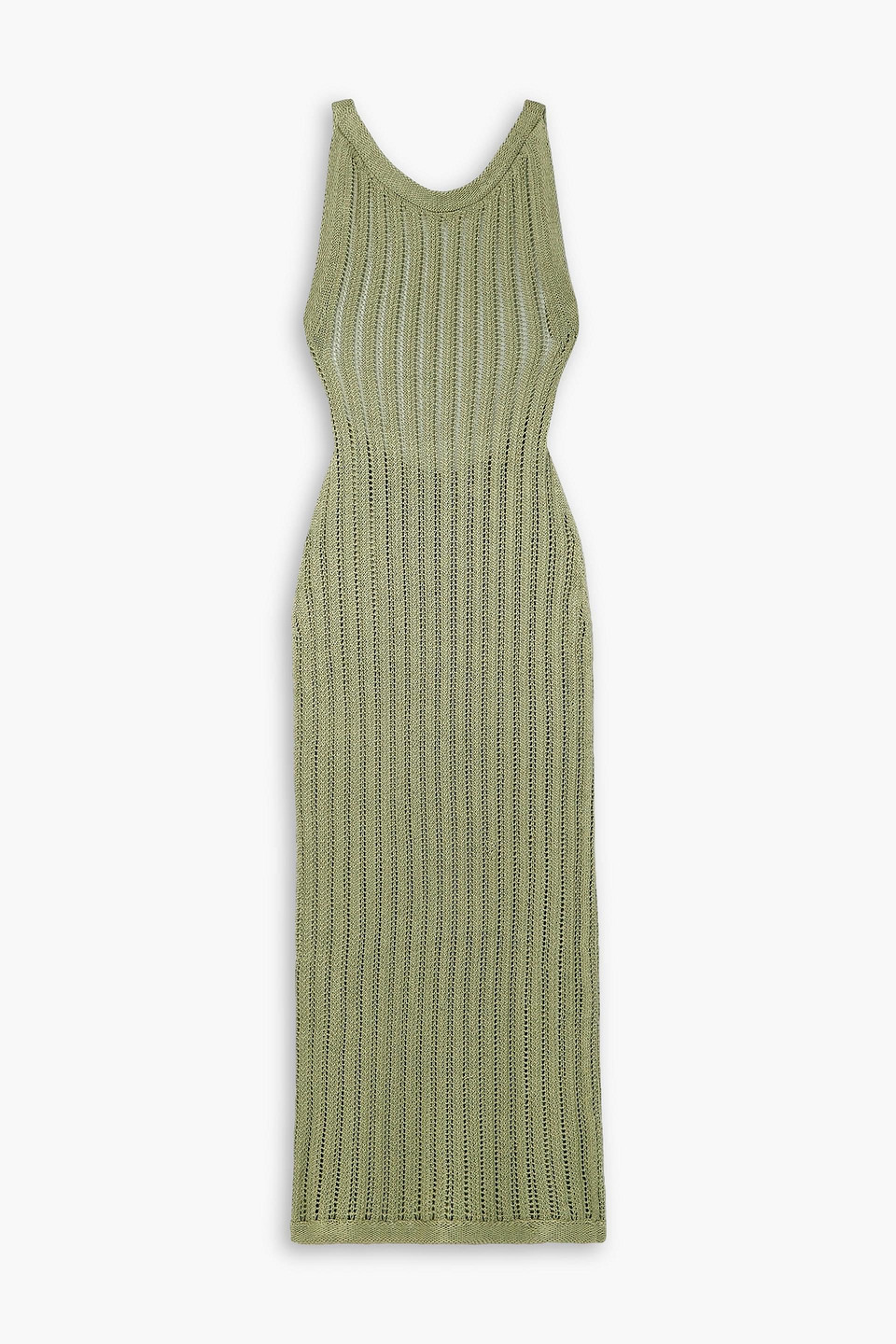 Savannah Morrow North Open-back Crocheted Pima Cotton Midi Dress In Sage Green