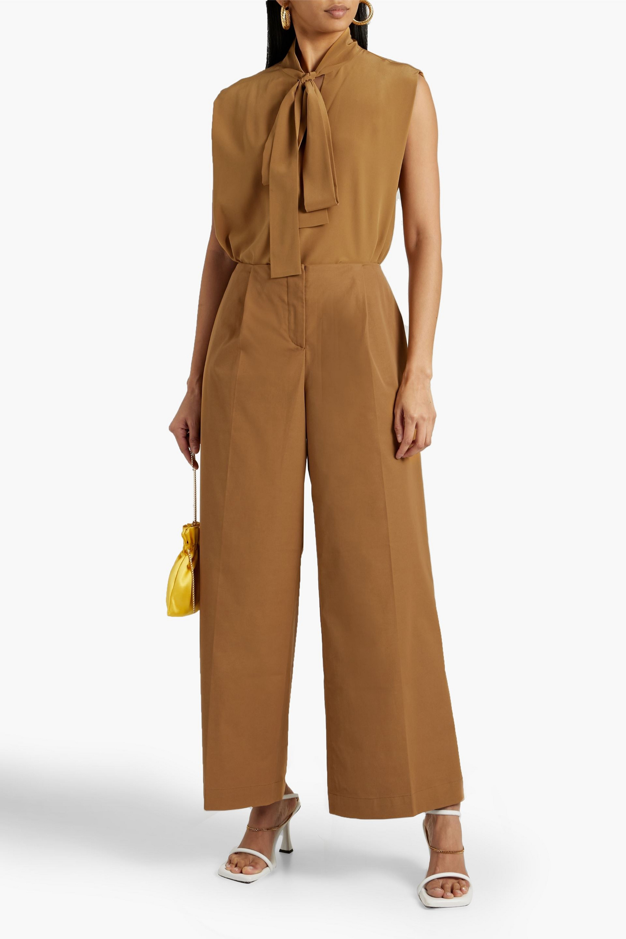 Interior Leila embroidered woven wide-leg pants