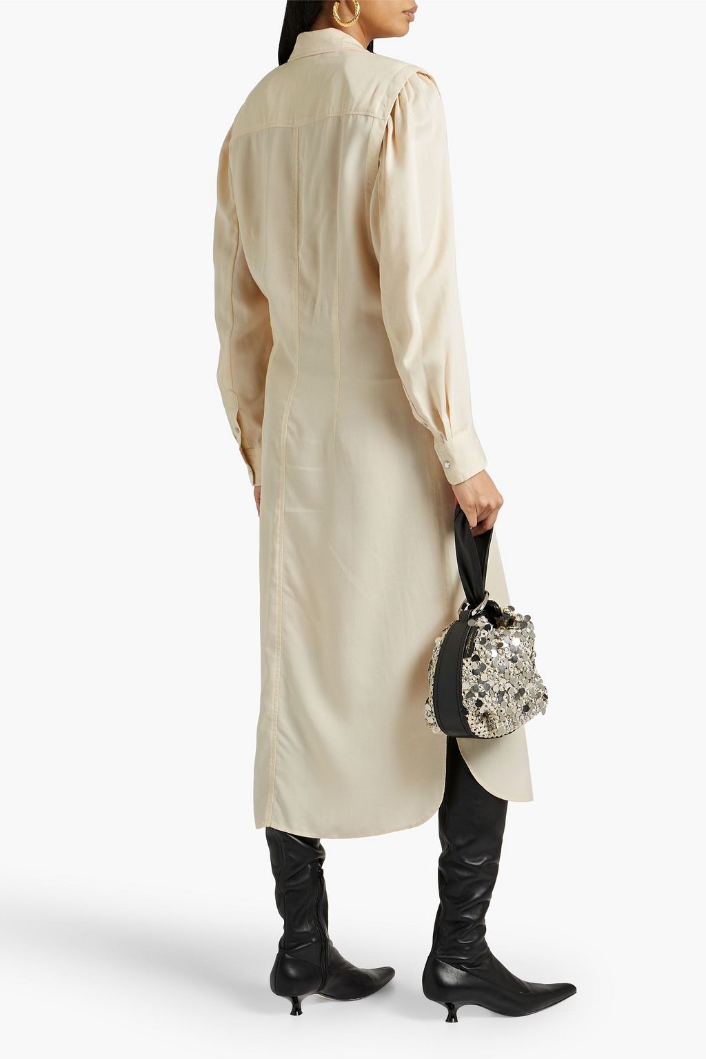 ISABEL MARANT 라이오셀 새틴 트윌 미디 셔츠 드레스