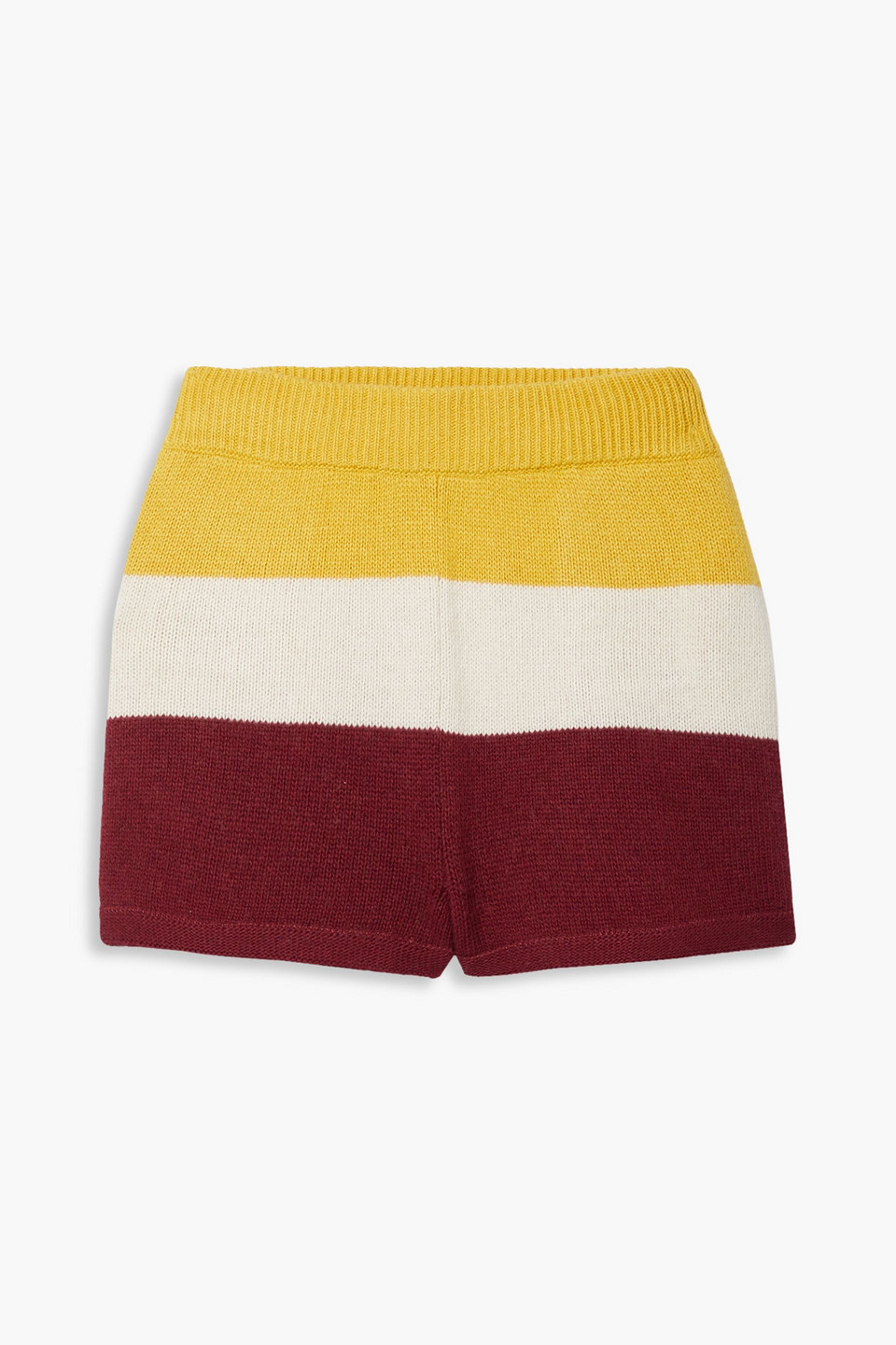 Paradis Perdus + Net Sustain Jasper Striped Recycled Knitted Shorts In Yellow