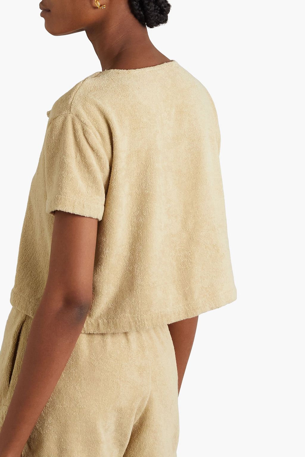 TERRY TOWELLING Cropped cotton-terry top
